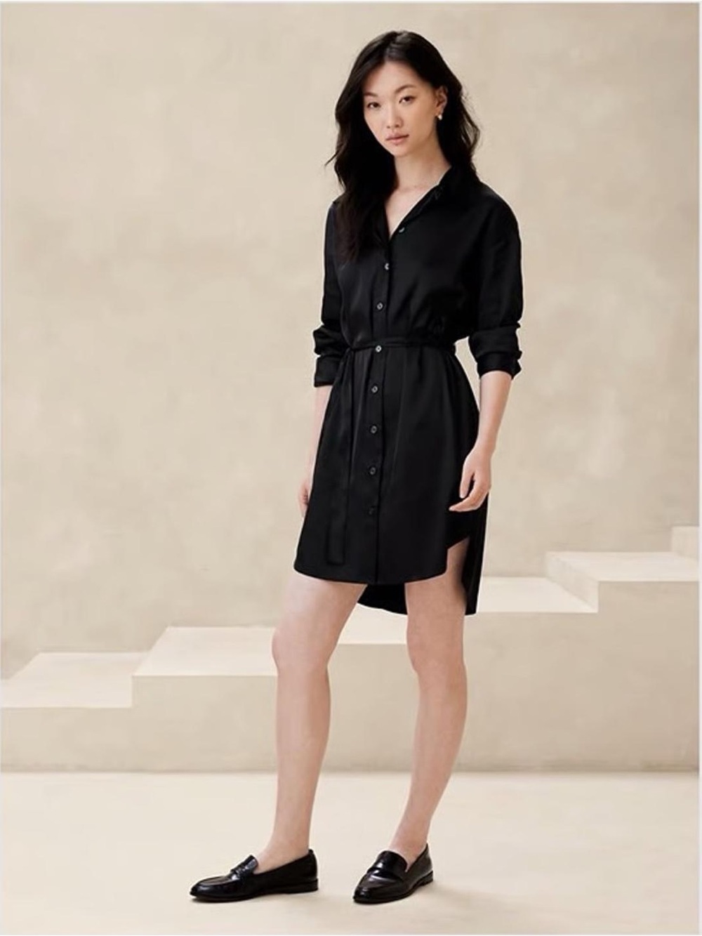 Banana Republic Satin Mini Shirt Dress